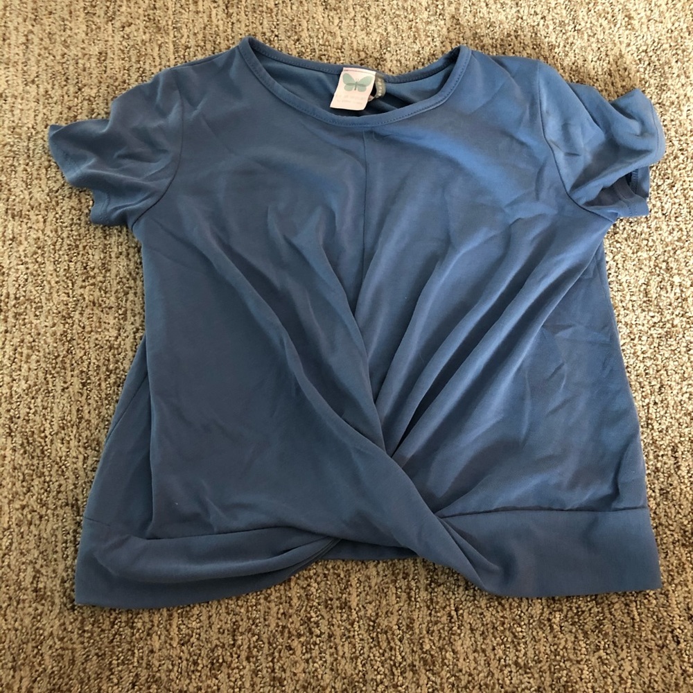 Blue Tie Front Kids Shirt.